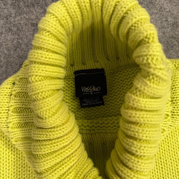 Y2K 90s Mossimo Sweater Women Large Chartreuse Turtleneck Sleeveless Cotton USA - Picture 3 of 8
